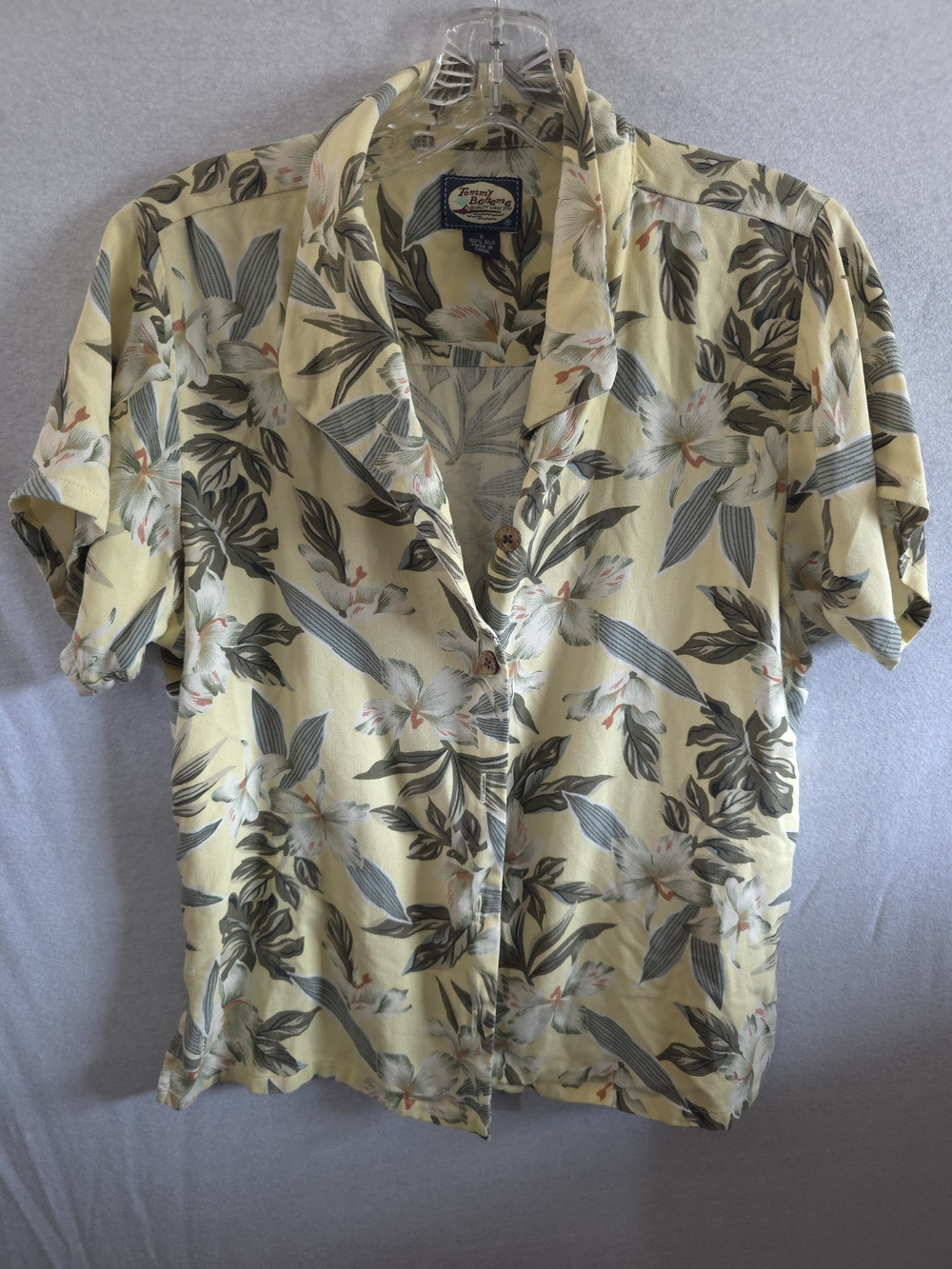 Tommy Bahama Yellow Floral Short-Sleeve Camp Shirt